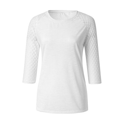 Summer Womens Tee Tops Simple O-Neck T Shirt Lace Stitching Solid Color Three Quarter Sleeve T-Shirt Plus Size
Summer Womens Tee Tops Simple O-Neck T Shirt Lace Stitching Solid Color Three Quarter Sleeve T-Shirt Plus Size