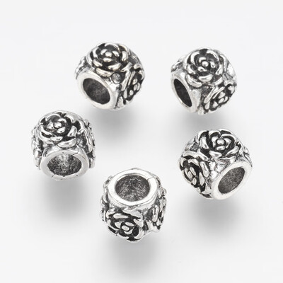 Alloy European Beads Large Hole Beads Rondelle with Flower Pattern Antique Silver 10x8mm Hole 5mm
Alloy European Beads Large Hole Beads Rondelle with Flower Pattern Antique Silver 10x8mm Hole 5mm