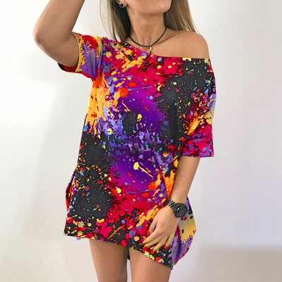 Starmoon Women T-shirt Short Sleeve Skew Collar Tie Dyeing Printed Casual Long Blouse
Starmoon Women T-shirt Short Sleeve Skew Collar Tie Dyeing Printed Casual Long Blouse