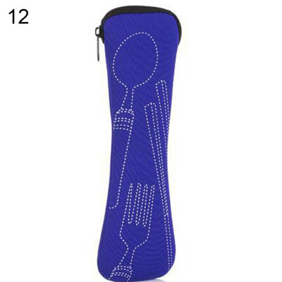 Portable CanvasWheat Stalk Camping Picnic Fork Tableware Pouch Case Container