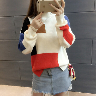 Womens autumn&winter 2018 show a thin base sweater semi-turtleneck sweater loose&short style matching knitted sweater
Womens autumn&winter 2018 show a thin base sweater semi-turtleneck sweater loose&short style matching knitted sweater