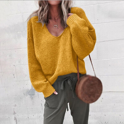 Women Fashion Loose Casual Solid Solor Pullover Sweater Tops V-neck Long Sleeve
Women Fashion Loose Casual Solid Solor Pullover Sweater Tops V-neck Long Sleeve