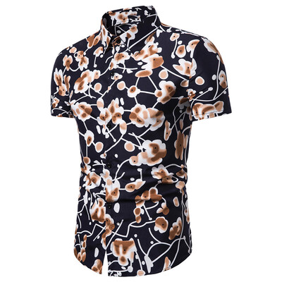 Tailored Mens Fashion Buttons Short Sleeve Casual T-Shirt Tops Blouse