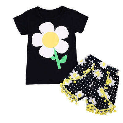 2PCS Newest Fashion Baby Kids Girls Outfits T-shirtShorts Casual Clothes Set