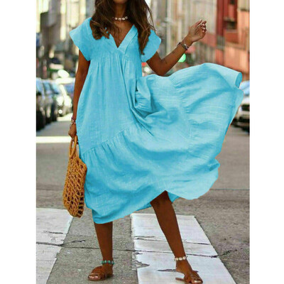 Women Boho Cotton Linen Tunic Short Sleeve Maxi Dress Gypsy Casual Loose Shirt Kaftan Sundress
Women Boho Cotton Linen Tunic Short Sleeve Maxi Dress Gypsy Casual Loose Shirt Kaftan Sundress