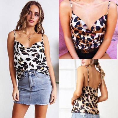 Fashion Women Summer Leopard Vest Top Sleeveless Blouse Casual Tank Tops T-Shirt