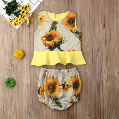 2PCS Toddler Baby Girls Sunflower Printed Sleeveless Ruffle Hem Top Floral Elastic Waist Bottoms Suit Set
2PCS Toddler Baby Girls Sunflower Printed Sleeveless Ruffle Hem Top Floral Elastic Waist Bottoms Suit Set