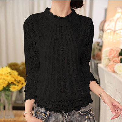 Tailored Ladies Autumn Lace Long Sleeve T-Shirt Blouse Pullover High Neck Loose 
Tailored Ladies Autumn Lace Long Sleeve T-Shirt Blouse Pullover High Neck Loose
