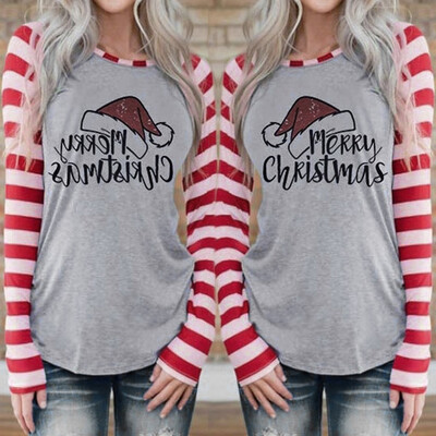 Gobestart Women Christmas Long Sleeves O Neck Letter Print Stripe Blouse Loose T-shirt
Gobestart Women Christmas Long Sleeves O Neck Letter Print Stripe Blouse Loose T-shirt