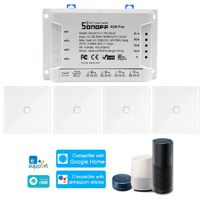 SONOFF 4CH Pro R2 ITEAD RF 433MHz 4 Gang WiFI Switch 3 Working Modes InchingSelf-LockingInterlock WiFi Smart Switch Works with A
SONOFF 4CH Pro R2 ITEAD RF 433MHz 4 Gang WiFI Switch 3 Working Modes InchingSelf-LockingInterlock WiFi Smart Switch Works with A