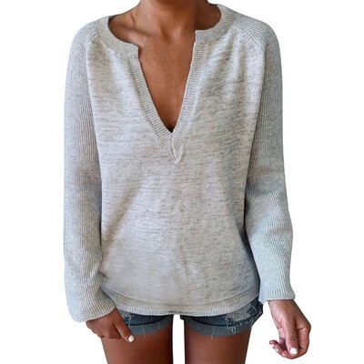 Women Casual Tops Long Sleeve Pullover V-neck Sweater Knitwear Autumn Sweatshirt
Women Casual Tops Long Sleeve Pullover V-neck Sweater Knitwear Autumn Sweatshirt