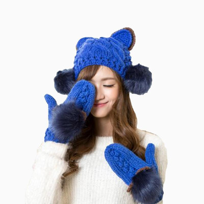 New Fashion Winter Women Knitted Mittens Contrast Color Faux Fur Cat Ears Warm Gloves
New Fashion Winter Women Knitted Mittens Contrast Color Faux Fur Cat Ears Warm Gloves