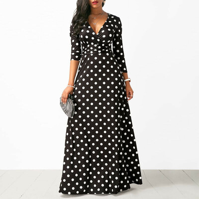 Women Boho Long Maxi Dress Polka Dot V Neck Casual Formal Party Evening Dress
Women Boho Long Maxi Dress Polka Dot V Neck Casual Formal Party Evening Dress