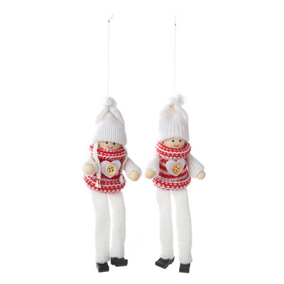 2Pcs Christmas Plush Toy Long Leg Gnome Doll Hanging Pendant Tree Home Ornament