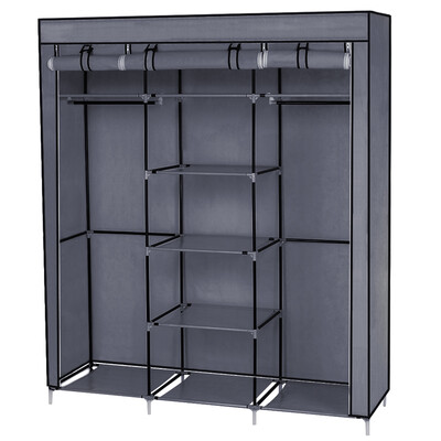 69" Portable Clothes Closet Wardrobe Storage Organizer With Non-Woven Fabric Cover Gray
69" Portable Clothes Closet Wardrobe Storage Organizer With Non-Woven Fabric Cover Gray