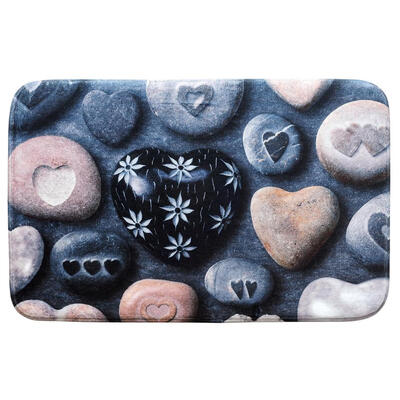 Non-Slip Pebble Print Flannel Carpet Cobble Stone Rug Room Soft Floor Mat