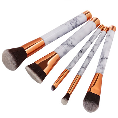 Toponeto New Arrival5Pc Mermaid Foundation Eyeshadow Contour Eye Lip Makeup Brushes Set