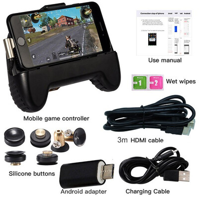 PUBG Controller Gamepad HDMI Display Adapter PUBG Mobile Joystick L1 R1 for iPhone Android Same Screen Converter To TV Projector