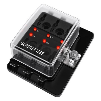 6-Way Blade Fuse Box Block Holder LED Warning Indicator for Car Boat Marine RV Truck DC 10-32V
6-Way Blade Fuse Box Block Holder LED Warning Indicator for Car Boat Marine RV Truck DC 10-32V