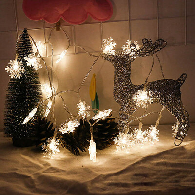 2M 20LED Snowflake String Fairy Lights Year Xmas Party Wedding Garden Light Lamp Christmas Decoration Lights