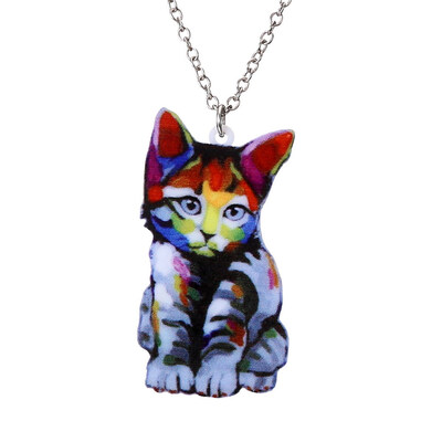 Acrylic Animal Necklace Pet Cat Dragon Pig Bird Wolf Horse Fish Dog Necklace Women Bohemia Jewelry Pendant Ethnic Long Necklace