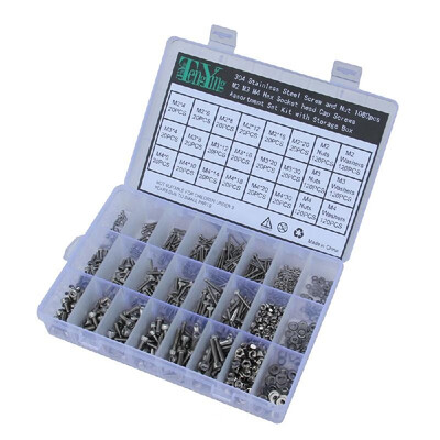 1080pcs Stainless Steel Screw&Nut Hex Socket Heads Cap Screws Assortment Set Kit with Storage Box
1080pcs Stainless Steel Screw&Nut Hex Socket Heads Cap Screws Assortment Set Kit with Storage Box
