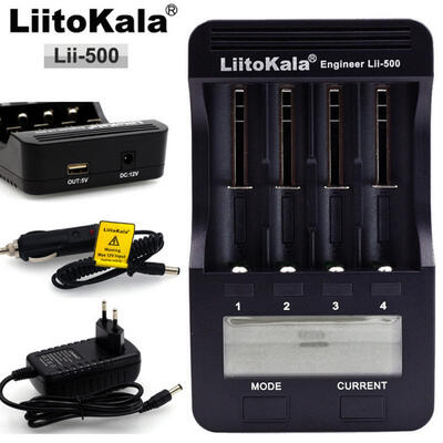 LiitoKala Lii-500 LCD 18650 26650 16340 14500 10440 18500 Battery Charger With 4 Slots Design
LiitoKala Lii-500 LCD 18650 26650 16340 14500 10440 18500 Battery Charger With 4 Slots Design
