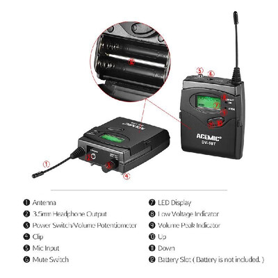 ACEMIC DV-10 UHF Wireless Transmitter Receiver Microphone Lavalier Lapel Mic Ear-Monitor System 40 Channel LED Display with Hard C
ACEMIC DV-10 UHF Wireless Transmitter Receiver Microphone Lavalier Lapel Mic Ear-Monitor System 40 Channel LED Display with Hard C