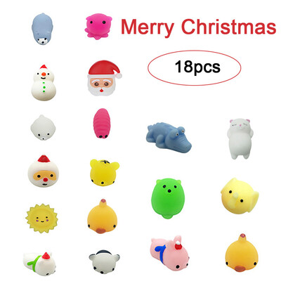 Gotoamei 18PC Christmas Toys Mini Cute Squeeze Funny Toy Soft Stress Relief Toy DIY Decor