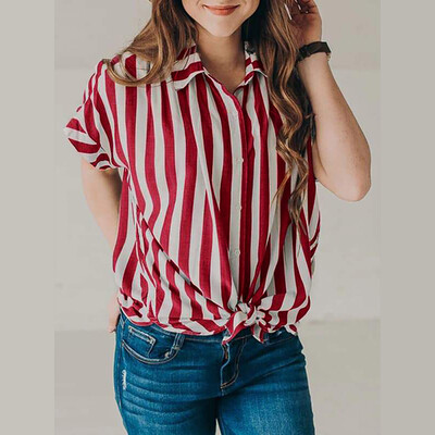 Starmoon Womens Casual Short Sleeve Striped Tie T-Shirt Blaouse Tops With Buttons
Starmoon Womens Casual Short Sleeve Striped Tie T-Shirt Blaouse Tops With Buttons