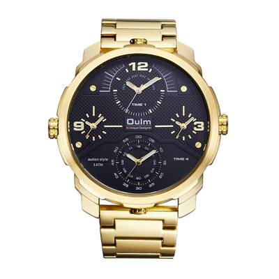 Oulm Ou Lei steel mens waterproof quartz watch mens watch four movement multi-time zone multi-function
Oulm Ou Lei steel mens waterproof quartz watch mens watch four movement multi-time zone multi-function