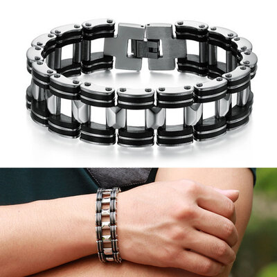Mens Silver Stainless Steel Black Rubber Motorcycle Biker Chain Link Bracelet New Arrival
Mens Silver Stainless Steel Black Rubber Motorcycle Biker Chain Link Bracelet New Arrival