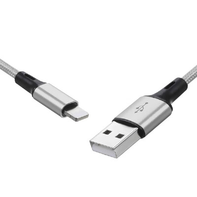 Lightning Charging Cable Charging Data Cable Lightning Phone Cable Data Sync Nylon Braided 1M for iPhoneSilver