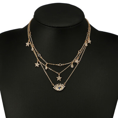 Long Chain Water Drop Five-Pointed Star Zircon Eye Blue Rhinestone Multi-Layer Necklace Summer For Women
Long Chain Water Drop Five-Pointed Star Zircon Eye Blue Rhinestone Multi-Layer Necklace Summer For Women