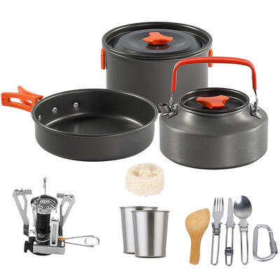 1 Set Outdoor Pots Pans Camping Cookware Cooking Set wStove for 2-3 Person
1 Set Outdoor Pots Pans Camping Cookware Cooking Set wStove for 2-3 Person