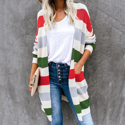 Roseonmyhand Women Long Sleeve Color Striped Pocket Casual Knitted Outerwear Cardigan Sweater
Roseonmyhand Women Long Sleeve Color Striped Pocket Casual Knitted Outerwear Cardigan Sweater