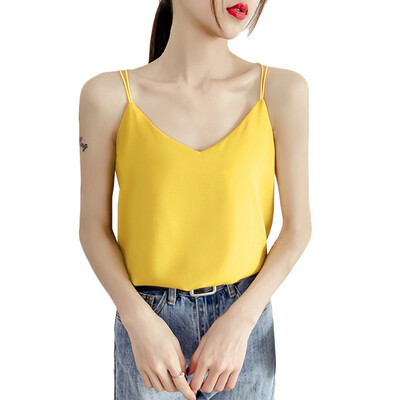 Summer Casual Sleeveless Shirt Solid Color Loose Crop Tops Sweet Basic Chiffon V-Neck Camisole
Summer Casual Sleeveless Shirt Solid Color Loose Crop Tops Sweet Basic Chiffon V-Neck Camisole