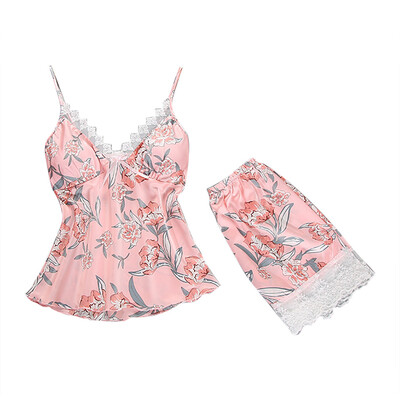 Toponeto Women Sexy Satin Fashion Print Lace Bow Pajamas Sleepwear Set With Chest Pad
Toponeto Women Sexy Satin Fashion Print Lace Bow Pajamas Sleepwear Set With Chest Pad