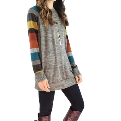 Women Fashion Round Collar Summer Color Matching Loose Long Sleeve Casual Simple Wild T-Shirt
Women Fashion Round Collar Summer Color Matching Loose Long Sleeve Casual Simple Wild T-Shirt