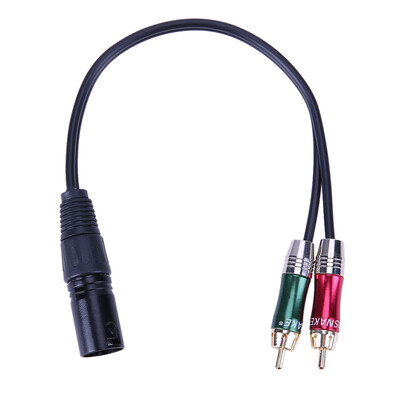3pin XLR Male to 2 RCA Male Cable Audio Adapter Cable Metal Connector