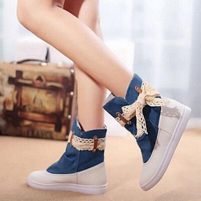 New Fashion Women Flat Boots Lace Knot Denim Patchwork Slip On Round Toe Casual Bootie Shoes Blue Dark Blue
New Fashion Women Flat Boots Lace Knot Denim Patchwork Slip On Round Toe Casual Bootie Shoes Blue Dark Blue