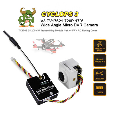 Turbowing CYCLOPS 3 V3 TV17621 170° Wide Angle Micro DVR Camera&TX1769 25200mW Transmitter Module for FPV RC Racing Drone
Turbowing CYCLOPS 3 V3 TV17621 170° Wide Angle Micro DVR Camera&TX1769 25200mW Transmitter Module for FPV RC Racing Drone