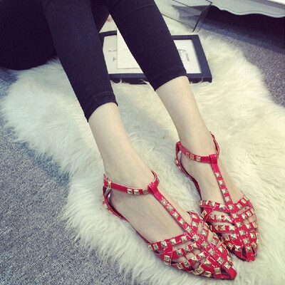 New Fashion Women Flat Sandals Solid Color Hollow Out Rivet Casual Summer Beach Shoes BlackSilverRed
New Fashion Women Flat Sandals Solid Color Hollow Out Rivet Casual Summer Beach Shoes BlackSilverRed