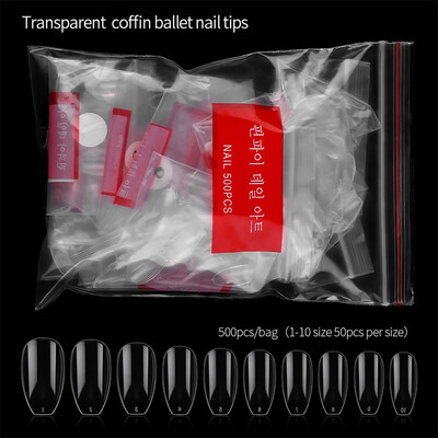 Toponeto Natural Transparent Nail Extension Tape With 500 Half Nail Patch In Bag