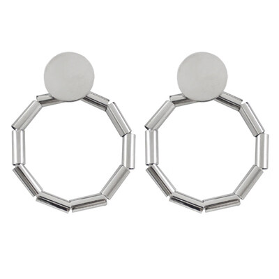 Sections Circle Pendant Statement Stud Earrings Women Banquet Party Jewelry