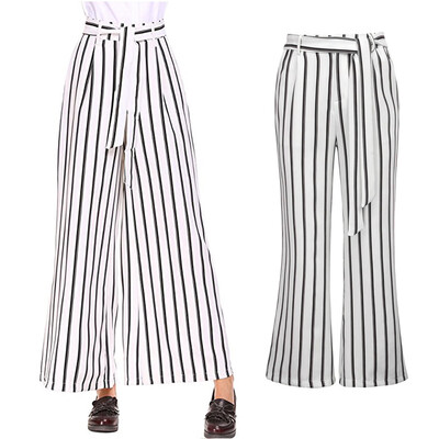 Tailored Womens Stripe Flowy Wide Leg High Waist Zipper Belted Long Pants
Tailored Womens Stripe Flowy Wide Leg High Waist Zipper Belted Long Pants