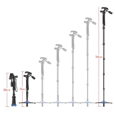 Andoer Portable Carbon Fiber 6-Section Monopod with 3 Way Camera Video Damping Head Unipod Holder Max Height 169cm 14" Screw Mou
Andoer Portable Carbon Fiber 6-Section Monopod with 3 Way Camera Video Damping Head Unipod Holder Max Height 169cm 14" Screw Mou