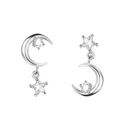 Fashion Asymmetrical Earrings Star Moon Zircon Ear Studs Women Simple Temperament Jewelry
Fashion Asymmetrical Earrings Star Moon Zircon Ear Studs Women Simple Temperament Jewelry