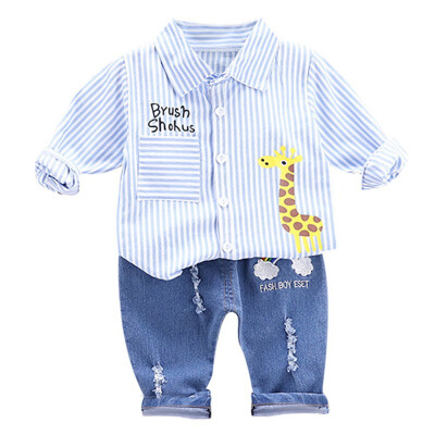 Children clothes 2pcs Autumn Baby Boys clothes Casual Long Sleeve Striped Cartoon Print Shirt TopsCartoon Denim Pants Trouser
Children clothes 2pcs Autumn Baby Boys clothes Casual Long Sleeve Striped Cartoon Print Shirt TopsCartoon Denim Pants Trouser