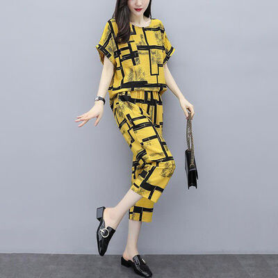 Tops Long Trousers Casual Outfits Set Summer Fashion Women Floral Printed Short Sleeve
Tops Long Trousers Casual Outfits Set Summer Fashion Women Floral Printed Short Sleeve